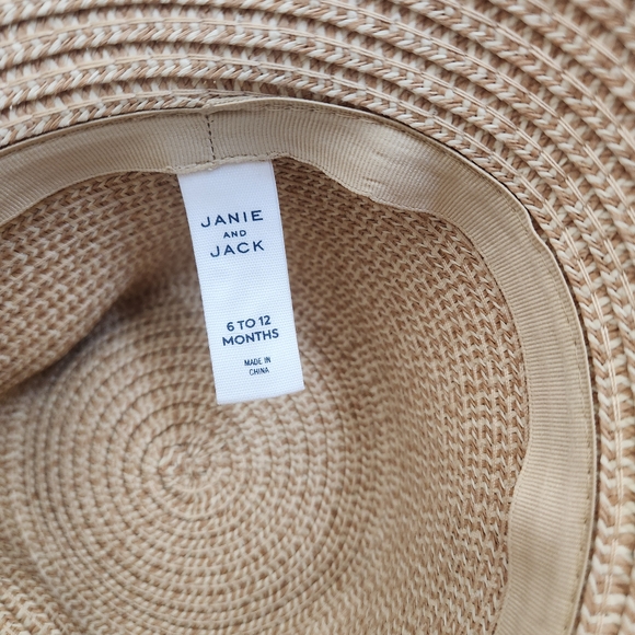 Janie and Jack Floral Embroidered Straw Hat. 6-12m. Baby Girl - Picture 3 of 4